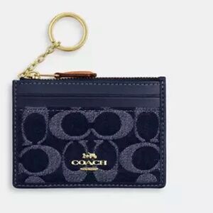 Coach Navy and Gold Key & Card Holder